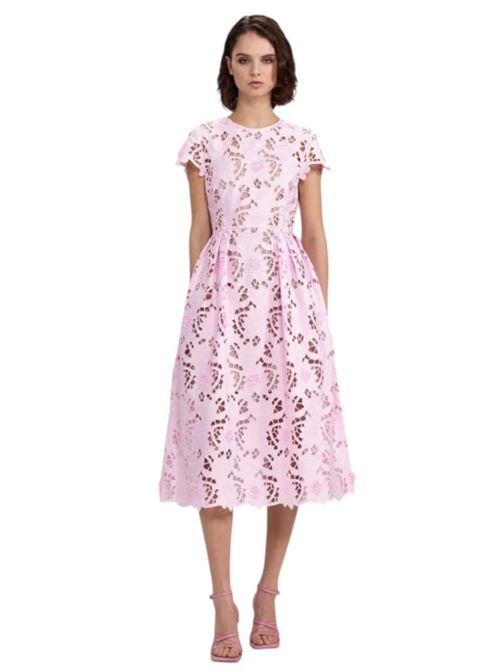 NWT Self Portrait Oink Cotton Guipure Midi Dress